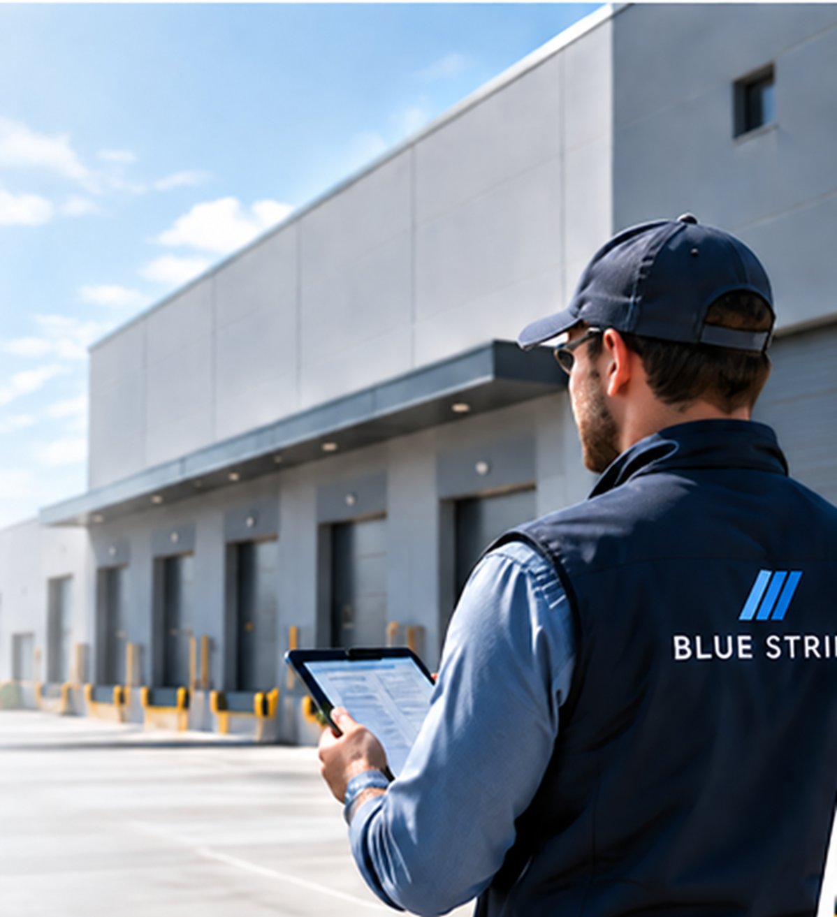 Field representative documenting an industrial property